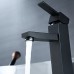 RBROHANT Single Handle Bathroom Faucet For Single Hole or Three Hole Brass Basin Mixer Taps With Cover Plate Matte Black (BF65001BP) (Matte Black) - B07CVBW9G2